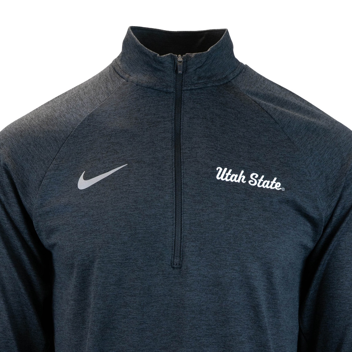 Men's Utah State Nike Embroidered 1/4-zip heathered black